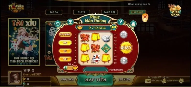 Mini game Phúc Mãn Đường Iwin - có quay có trúng!